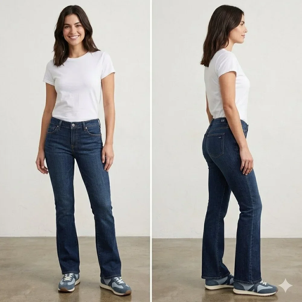 Gap Y2K Fashion Ultra Low Rise Ankle Flare Bootcut Jeans - Dark Wash Size 10 - Picture 2 of 11